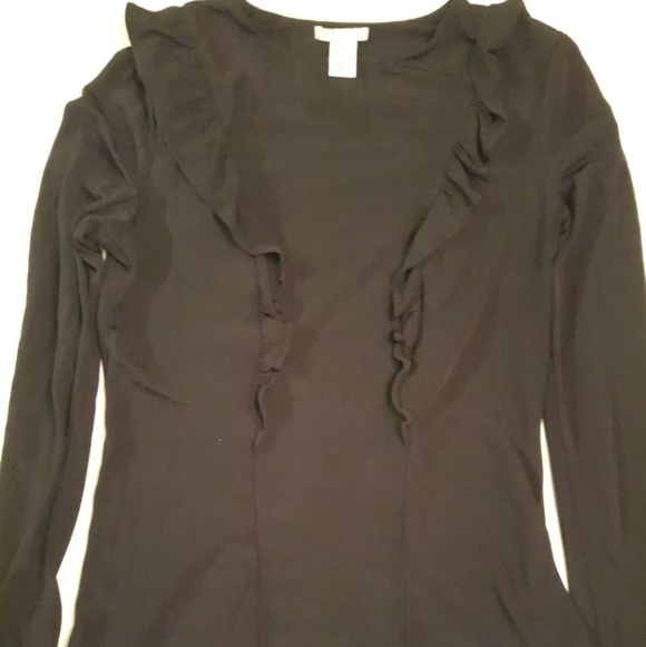 size S H&M black Scooped Ruffled Blouse - Picture 4 of 8